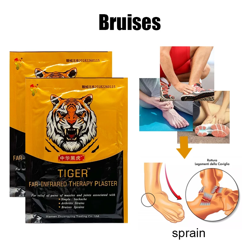 ZB Chinese Black Tiger Pain Plaster Muscle Shoulder Neck Arthritis Traditional Herbal Patch 8patches/bag