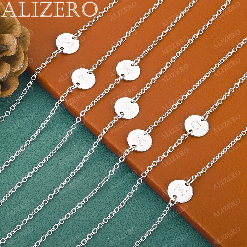 Pulsera de Cadena de Plata de Ley 925 con 26 Letras para Mujer y Hombre, Tobillera con Dijes, Joyería Personalizada para Boda, Regalo para Dama, Fiesta