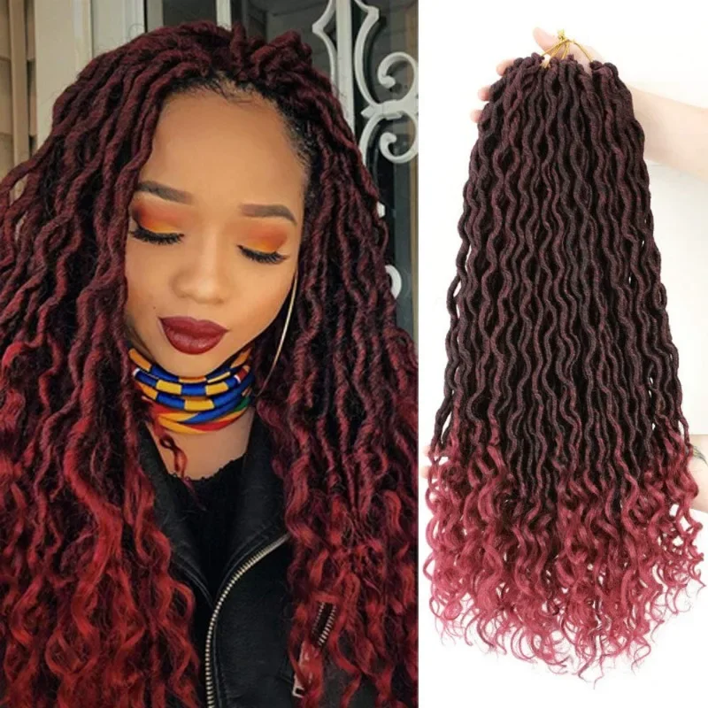 Häkelhaar, 61 cm, Häkel-Locs, 24 Stränge, Ingwer-Göttin-Locs, weiche Locs, lockige Enden, Faux Locs, synthetische Zöpfe für schwarze Frauen