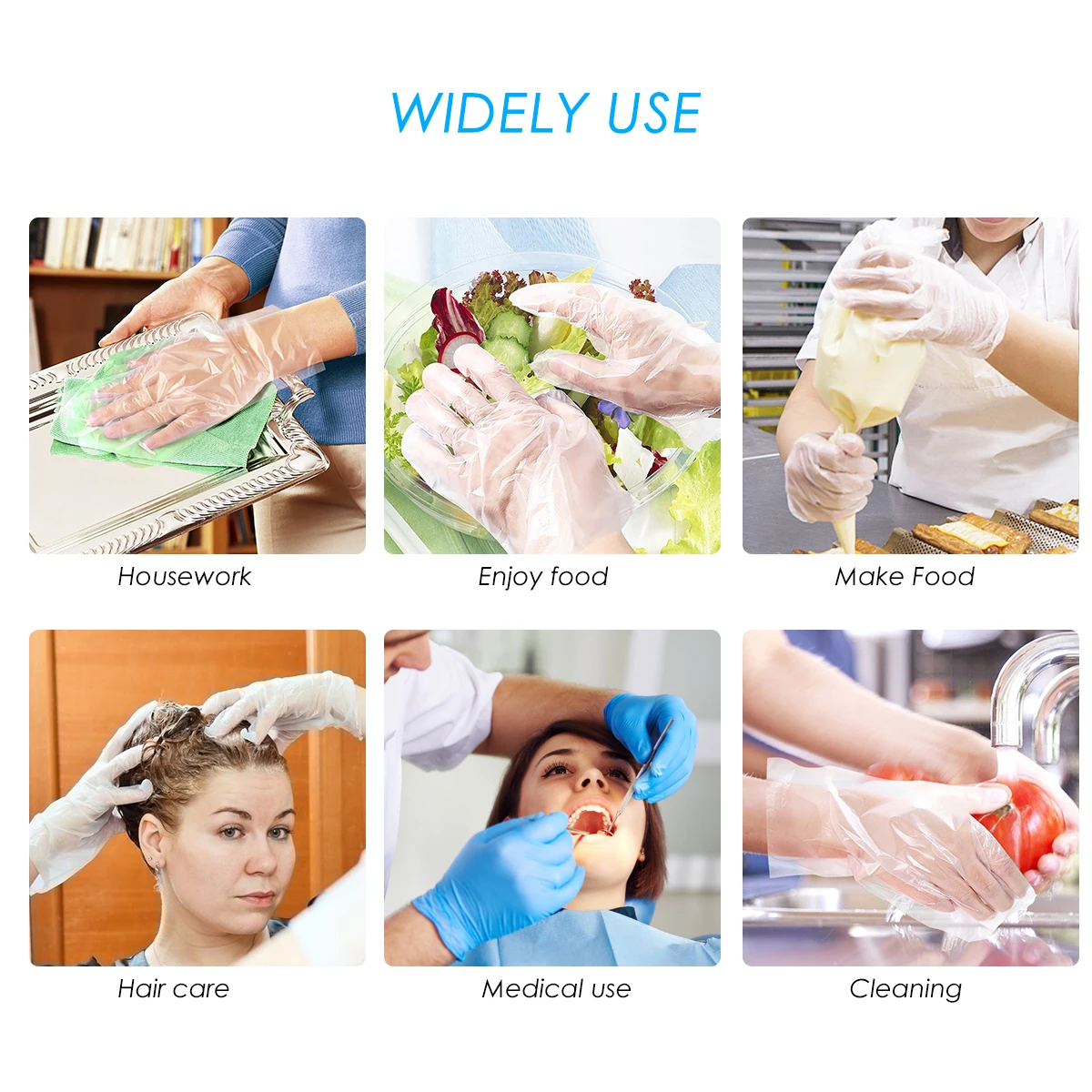 

500pcs Disposable Gloves Plastic Dishwashing Extra Length Food Grade Work Hair Coloring Tattooing Cleaning Pet Care Home