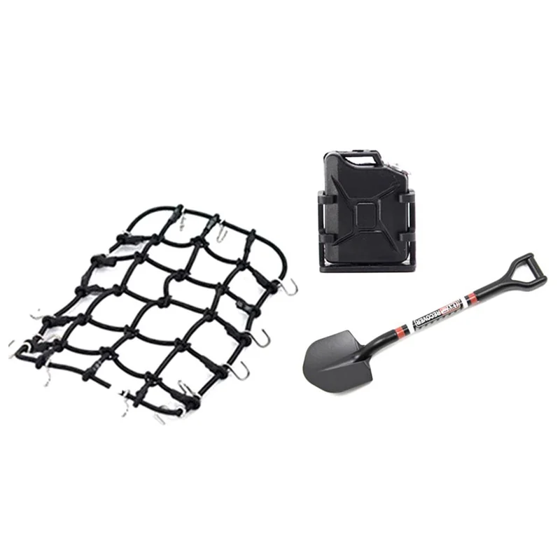 AAAEL-Universal 8PCS/Set Simulated Decoration Suitcase Luggage Net Shovel For TRX4 SCX10 90046 1/10 RC Car Parts Black