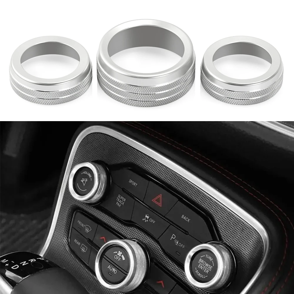 Air Conditioning Volume Radio Button Knob Cover For 2015-2020 Dodge Challenger Charger RT SXT Scat Pack Daytona Accessories