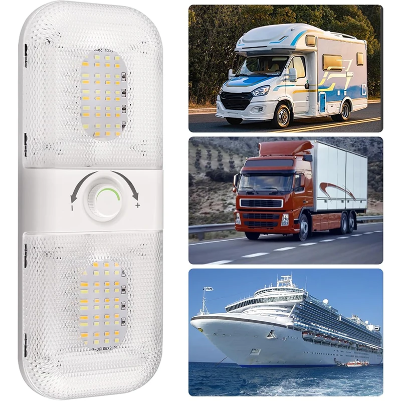 

Светодиодный потолочный двойной купольный светильник для автофургона с переключателем, внутреннее освещение для автофургона, яркость 1700 лм для автомобиля, кемпера, автофургона 3000K/4000K/6500K