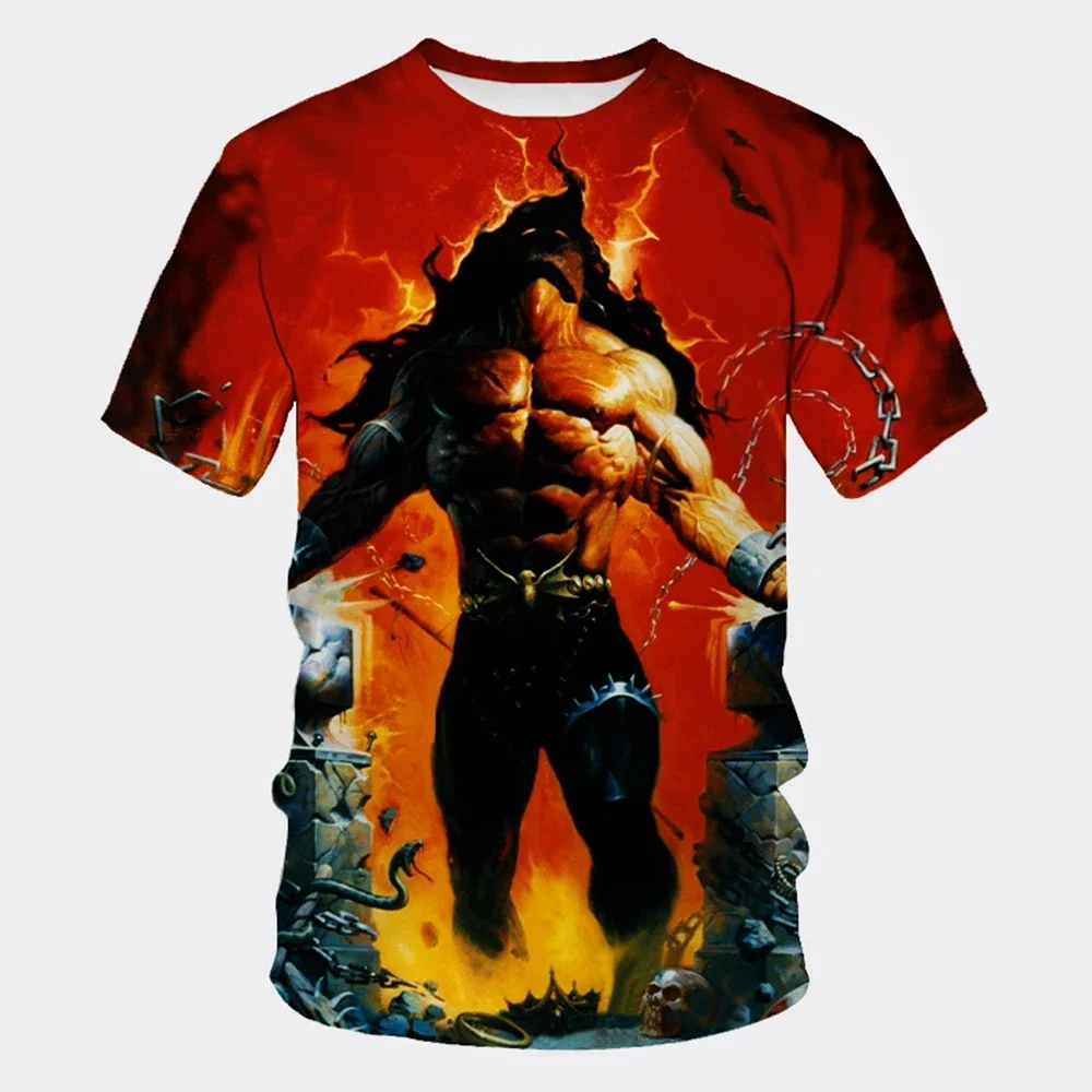 أزياء الصيف الاتجاه الساخن الدم 3D المطبوعة الصخور شخصية جولة الرقبة في الهواء الطلق تنفس ومريحة قصيرة الأكمام أعلى