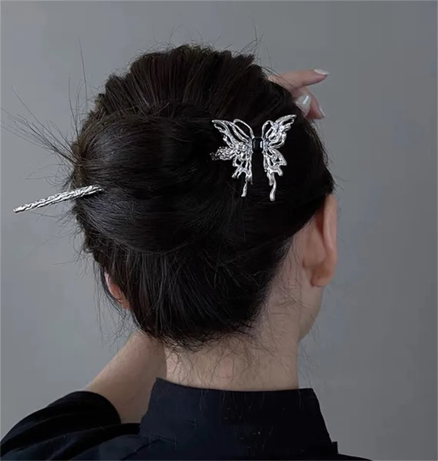 Fashion Butterfly Hair Sticks for Women Shell Hair Clip Pins Minimalist U Shape Girls Hairpins Hair Bun Maker Headwear