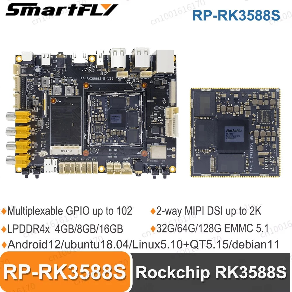 

RP-RK3588S stamp hole core board With Rockchip RK3588S SOC development board Mali G610 MP4 Supports Android12,ubuntu18.04