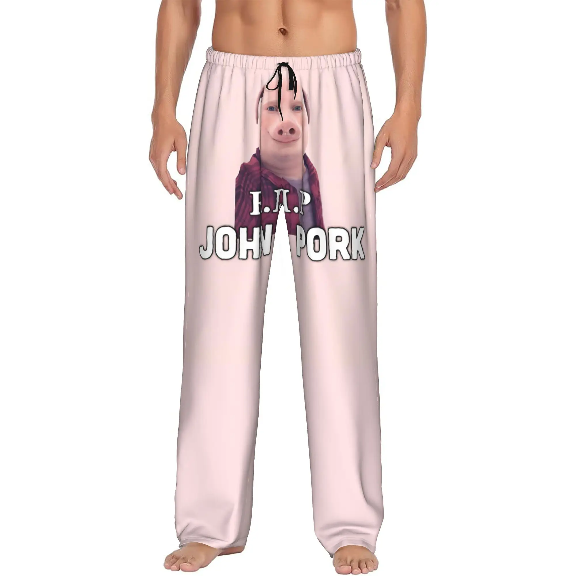 Custom Printed Men John pork is calling Pajama Pants Funny Pig Sleepwear Sleep Lounge Bottoms with Pockets