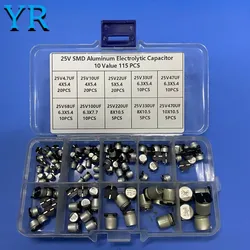 Kit de Puzzles Électrolytiques SMD, 10 Valeurs, 25V, 115 UF, 10UF, 22UF, 33UF, 47UF, 68UF, 4.7UF, 100UF, 220UF, 330UF, 470UF