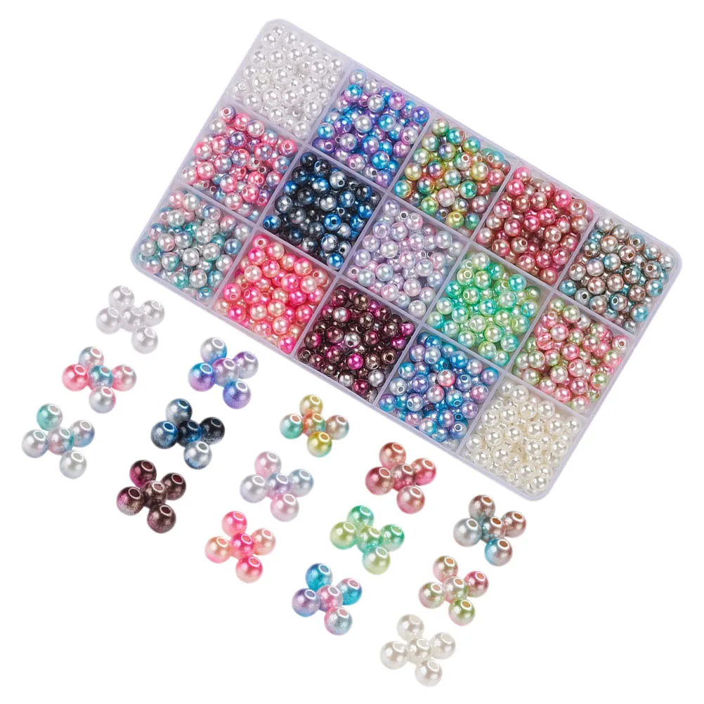 

Two color ABS Plastic Spacer Beads Imitation Pearl DIY Necklace Bracelet Accessories Colorful Decorative Plastic for Jewelry