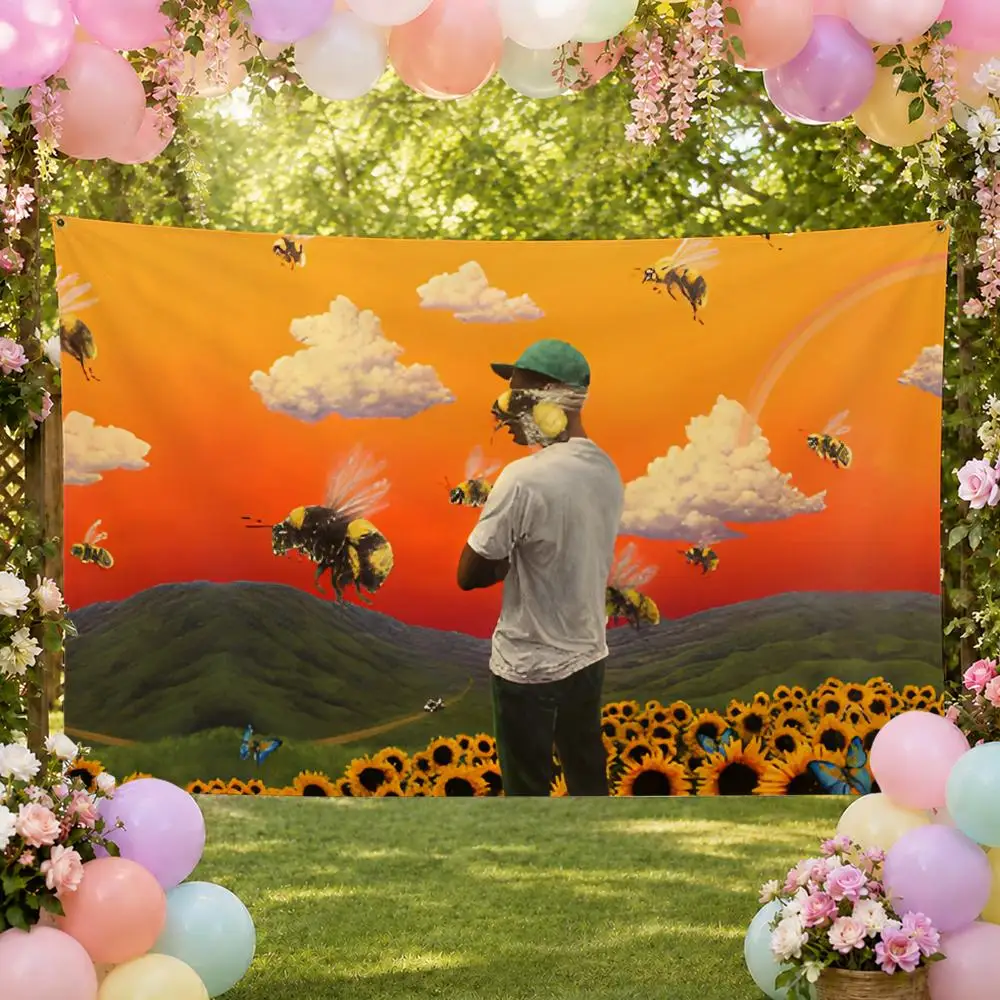 Hip Hop Rapper T-Tyler Creator Flags Fan Banner Tapestry Wall Hanging Garage BarDorm Camp Party Outdoor Home Decor Gift