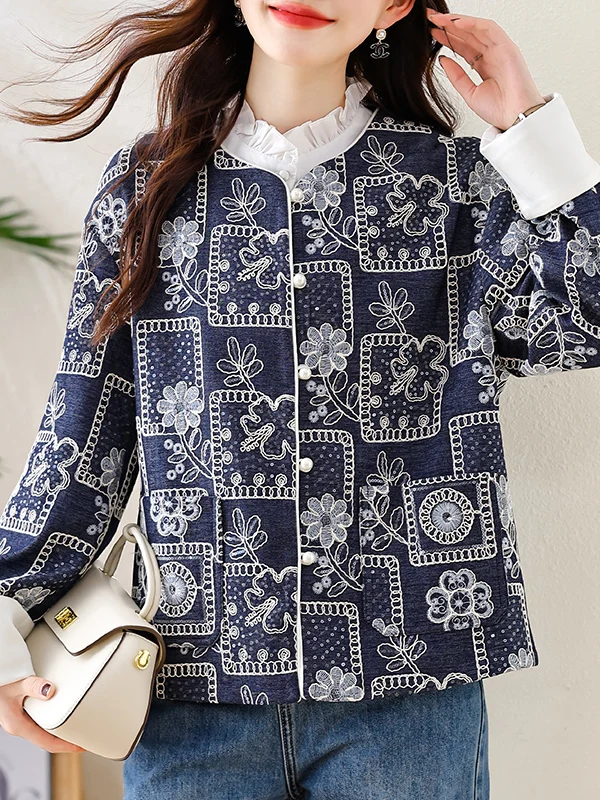 

Джинсовый тюнер с китайской вышивкой и пайетками, женский весенний топ с летучей мышью Све, свободный модный топ, корейский свободный крой, свободный крой...