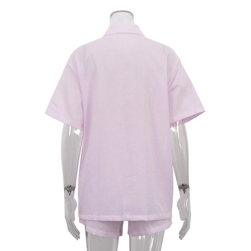 ทูร์โรสกางเกงขาสั้นลายทาง 2 ชิ้นแฟชั่นเสื้อคาร์ดิแกนลำลองกางเกงขาสั้นชุดเดินทางวันหยุดใหม่สตรีทแวร์ผู้หญิงกางเกงขาสั้นชุด