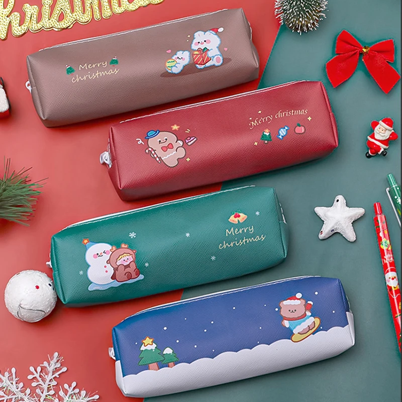 

Christmas Gift Pencil Cases Cartoon Pencil Pouch Cute Stationery Kawaii Pen Bags Student Supplies Back To School Teacher Bag