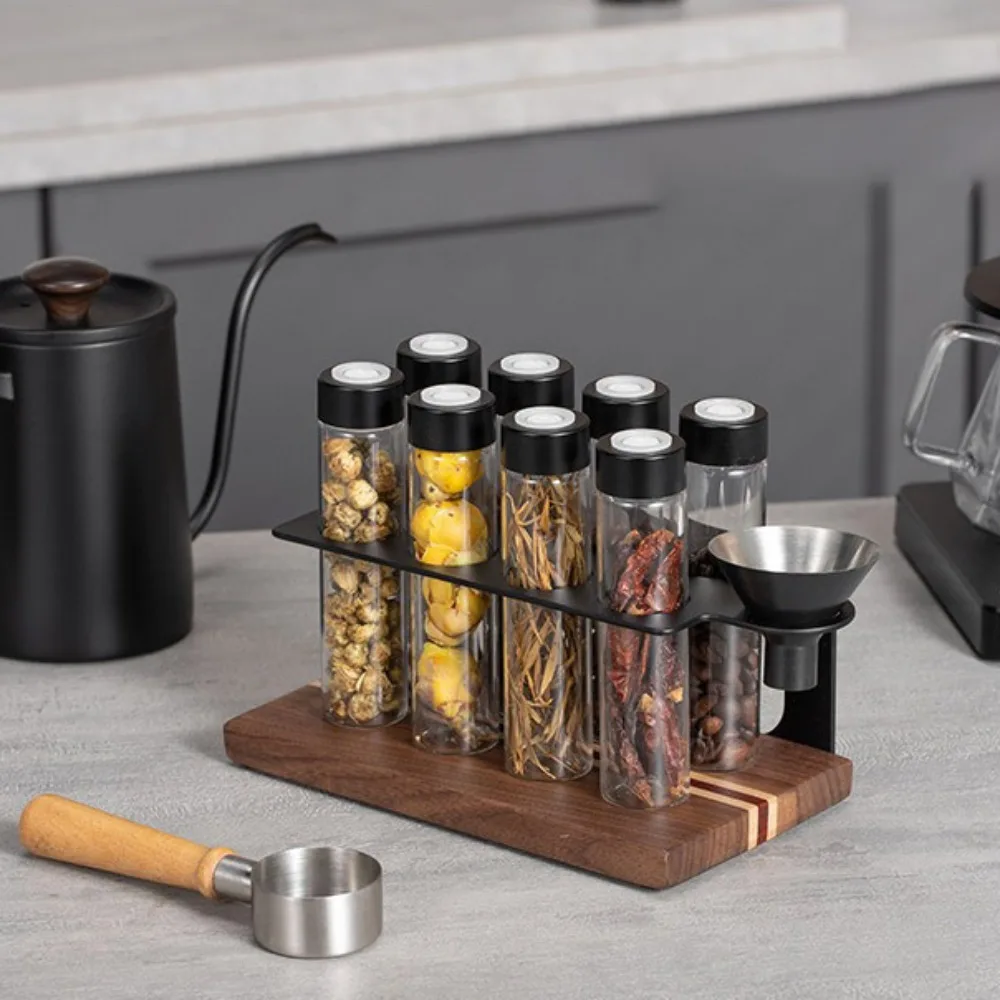 Coffee Beans Storage Container 8 Tubes with One-way Exhaust Valve Tea Storage Glass Tubes for Home Cafe Coffee Accessories