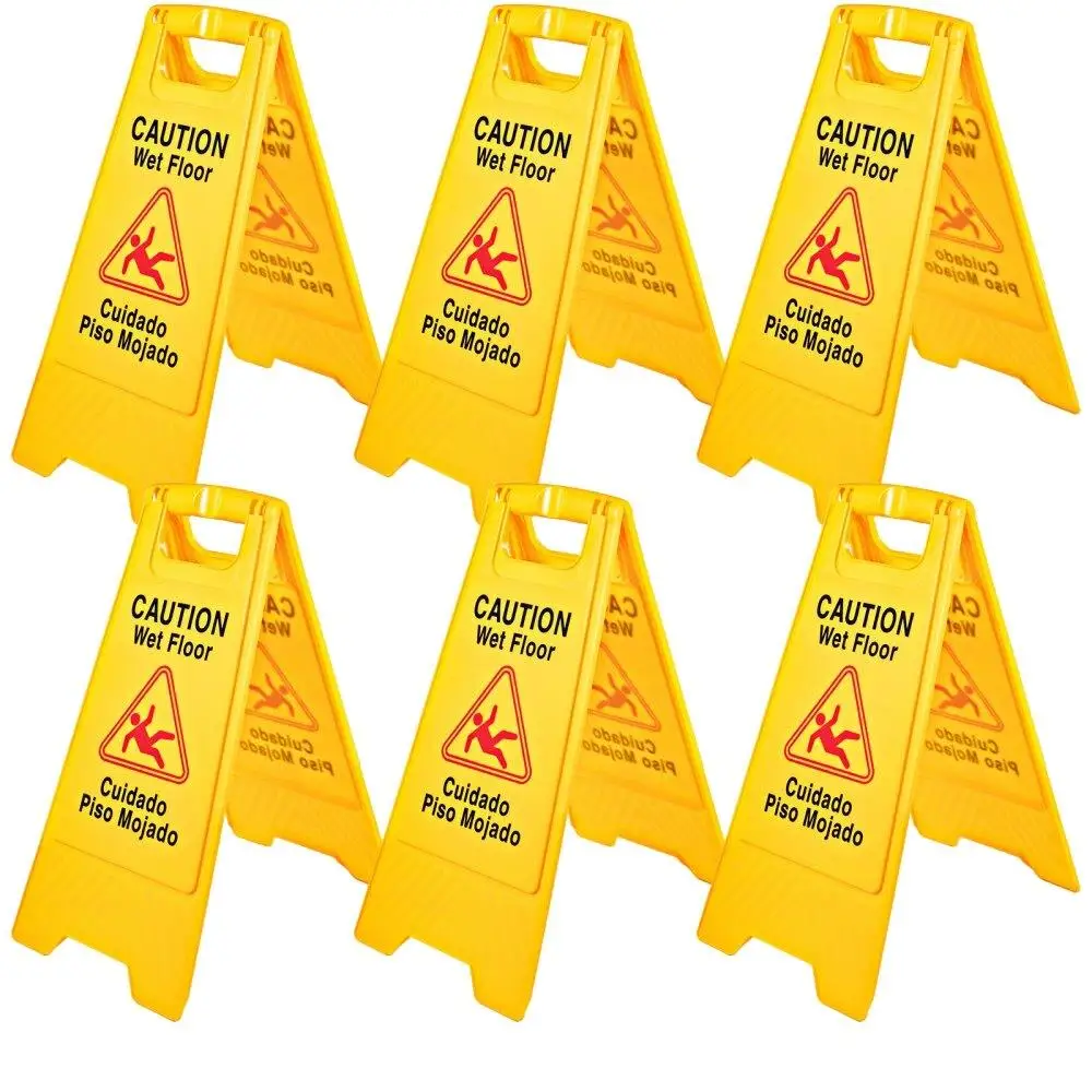 

Bilingual 25 Inch Foldable Double Sided for wet Floor Caution Signs 6 Pack Ideal for Safety Warning Indoor Outdoor Use