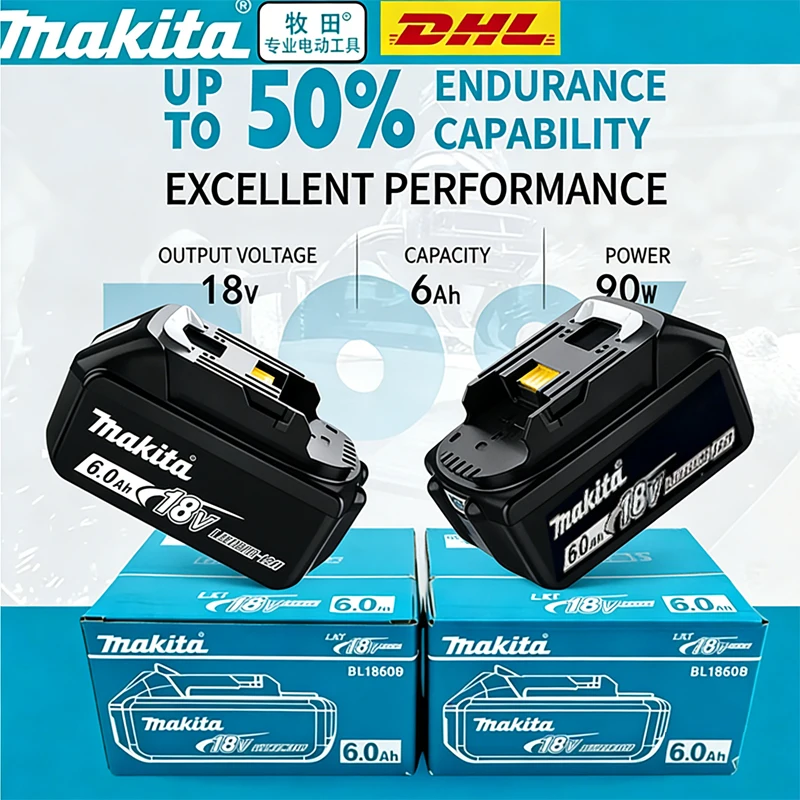 

100% Original Makita battery,18V 6.0Ah rechargeable battery, replacing Makita BL1830B L1840B L1850B L1860B,power tool battery