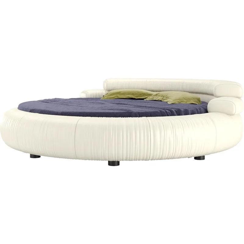 

Hotel hotel theme round bed, large apartment Italian luxury master bedroom leather round bed