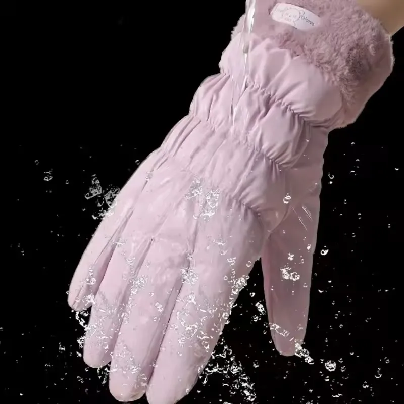 Зимние теплые толстые перчатки, милый маленький медвежонок, плюшевые наручные водонепроницаемые защитные перчатки для сенсорного экрана, теплые перчатки, оборудование для катания на лыжах на открытом воздухе