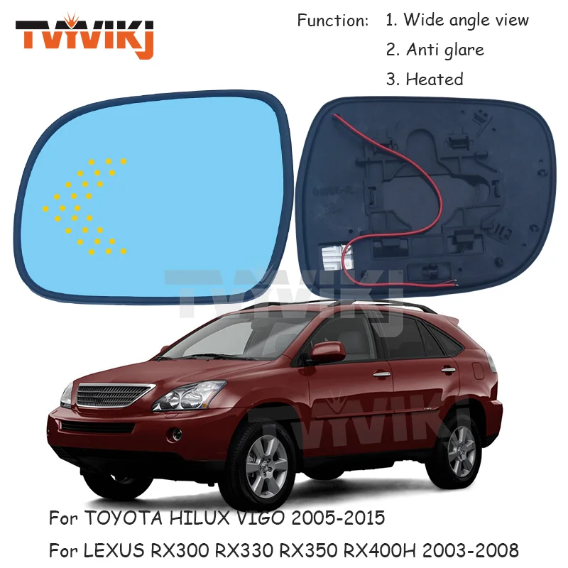 1 pair Side rearview mirror blue glass lens LED indicator For LEXUS RX300 RX330 RX350 RX400H 2003-2008 HILUX VIGO Wide angle