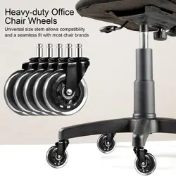 75mm Office Chair Wheels Quiet Chair Casters Smooth Rolling Floor Protect Swivel PU Casters Replacement Set For Coworking Spaces
