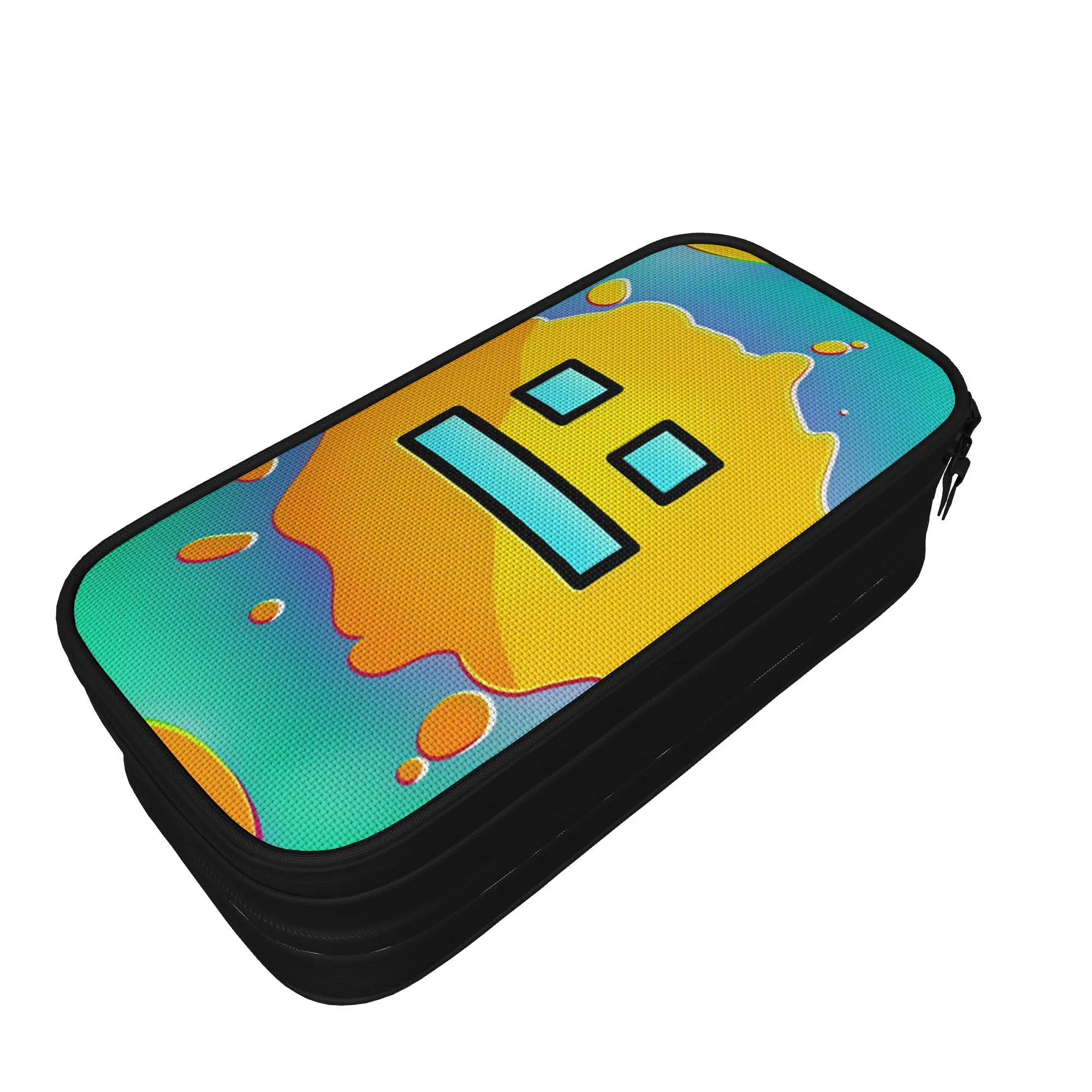 Geometry Gaming Dashed Pencil Case  School Pencil Cases Double Layer Girls Boys Portable Pencil Box Stationery Organizer