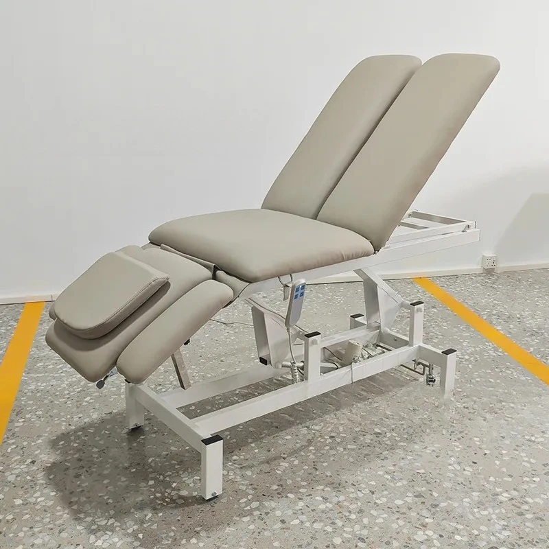 Electric Lifting Manual Bed for Rehabilitation Folding Split-Leg Beauty Bed for Massage Bone Setting and Chiropractic Therapy