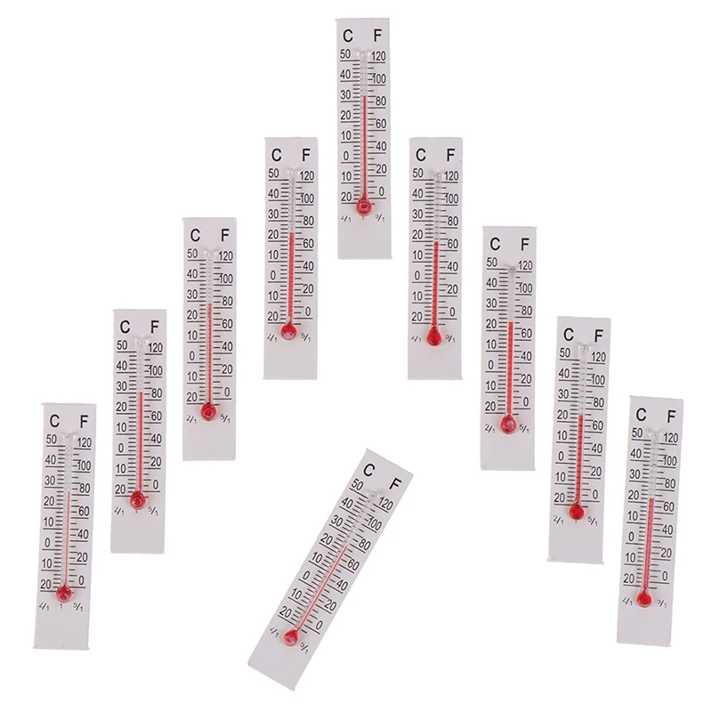 10 Pcs 5cmX1.1cm Miniature Paper Cardboard Thermometer Indoor -20-50 Celsius