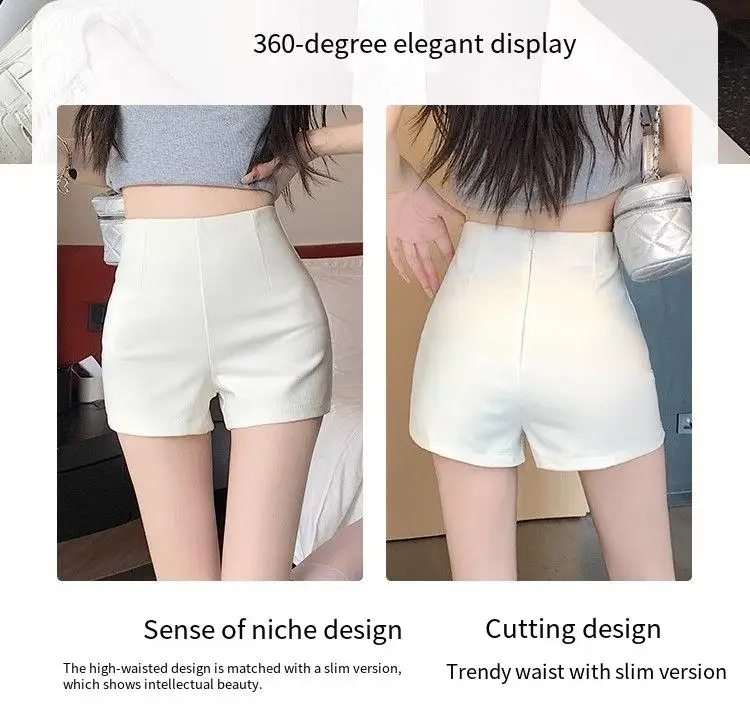 2026 De nieuwe witte hoge taille Een woord is slank. Het is veilig om lichtdichte hete meisjes te dragen om shorts buiten te maken