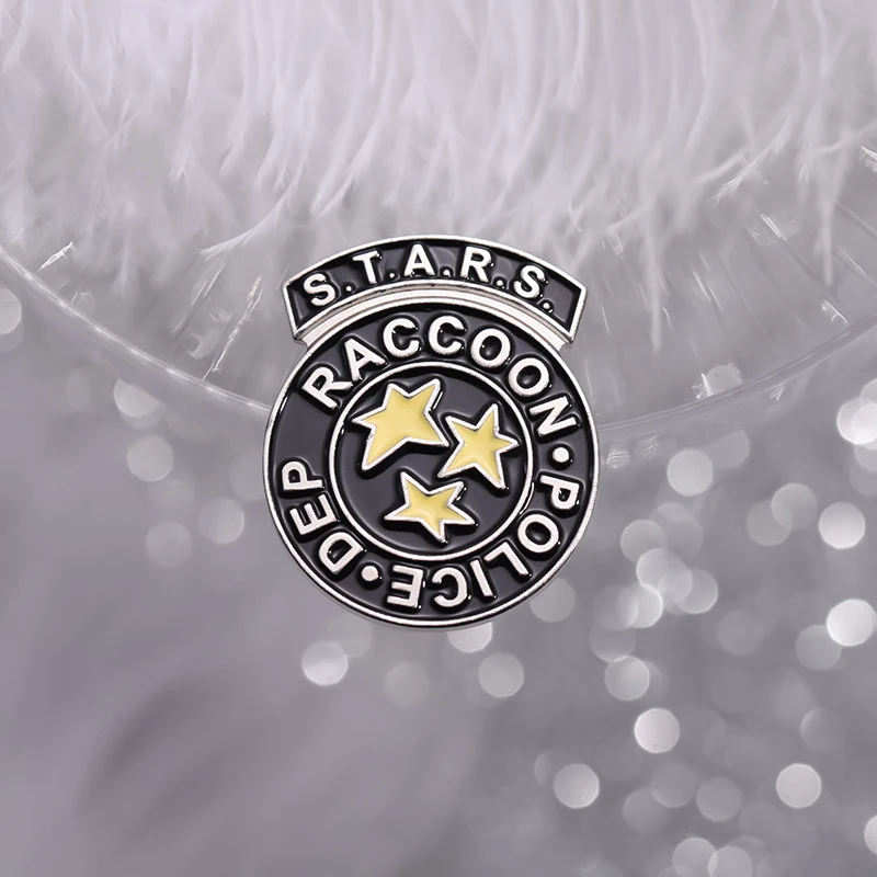 Stars Raccoon City Hard Brooch Enamel Pin Custom Special Tactics and Rescue Service Game Alloy Badge Lapel Jewelry Accessories