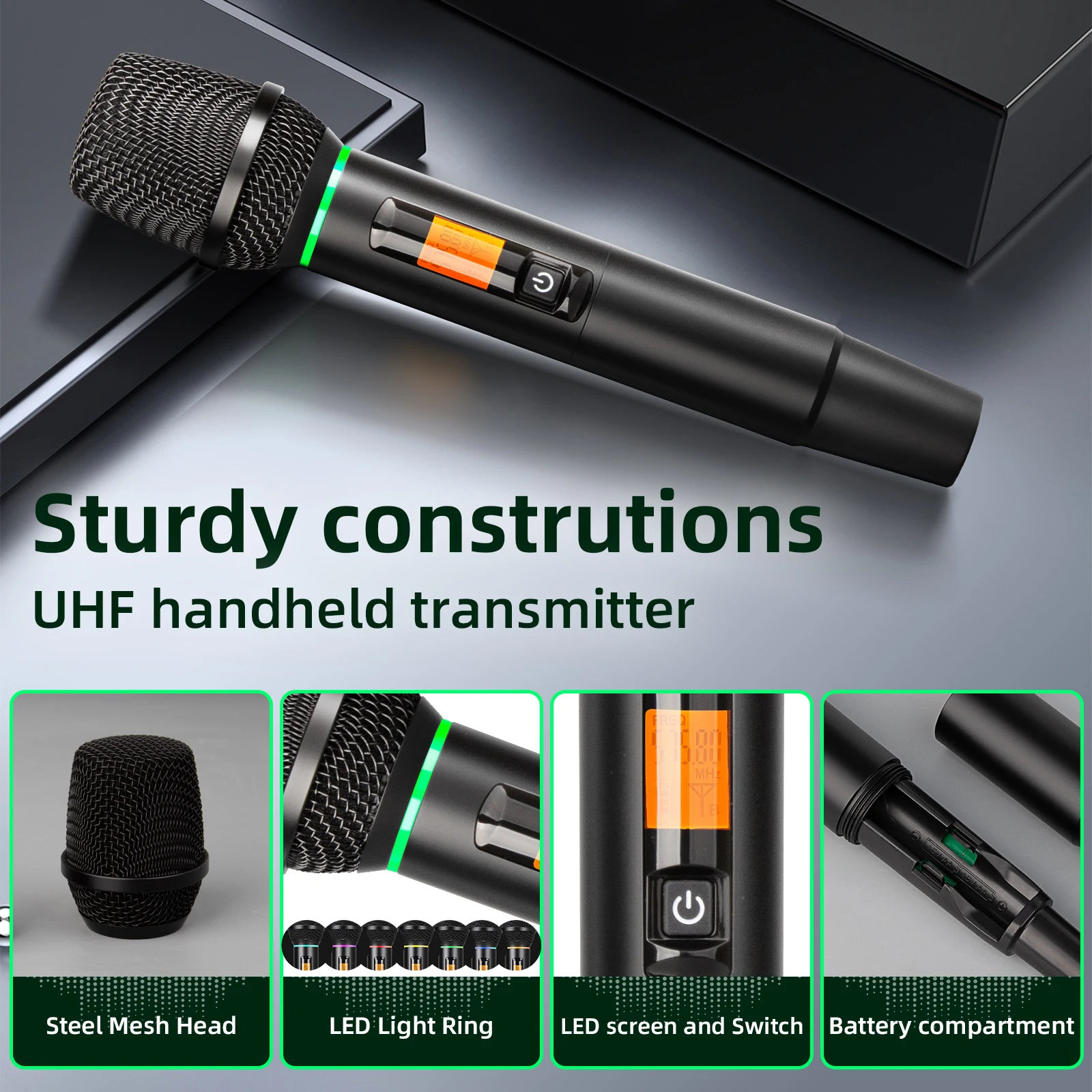 Conjunto de microfone sem fio profissional DEPUSHENG R7 UHF equipamento profissional de performance de palco para eliminar ruído