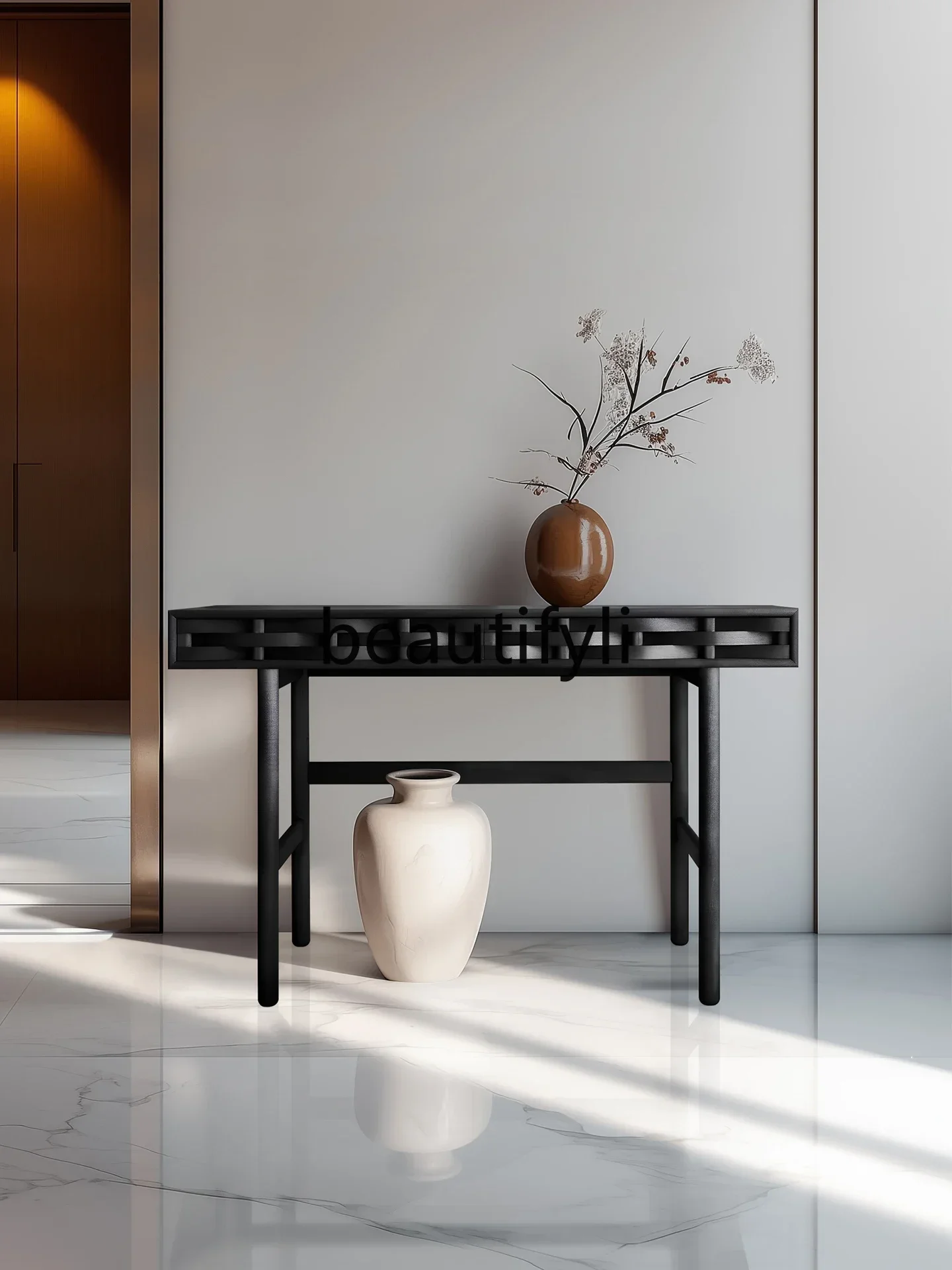 A32  Minimalist Solid Wood Entryway Table High-End Entryway Console Living Room Wall Side Table Display End View Table