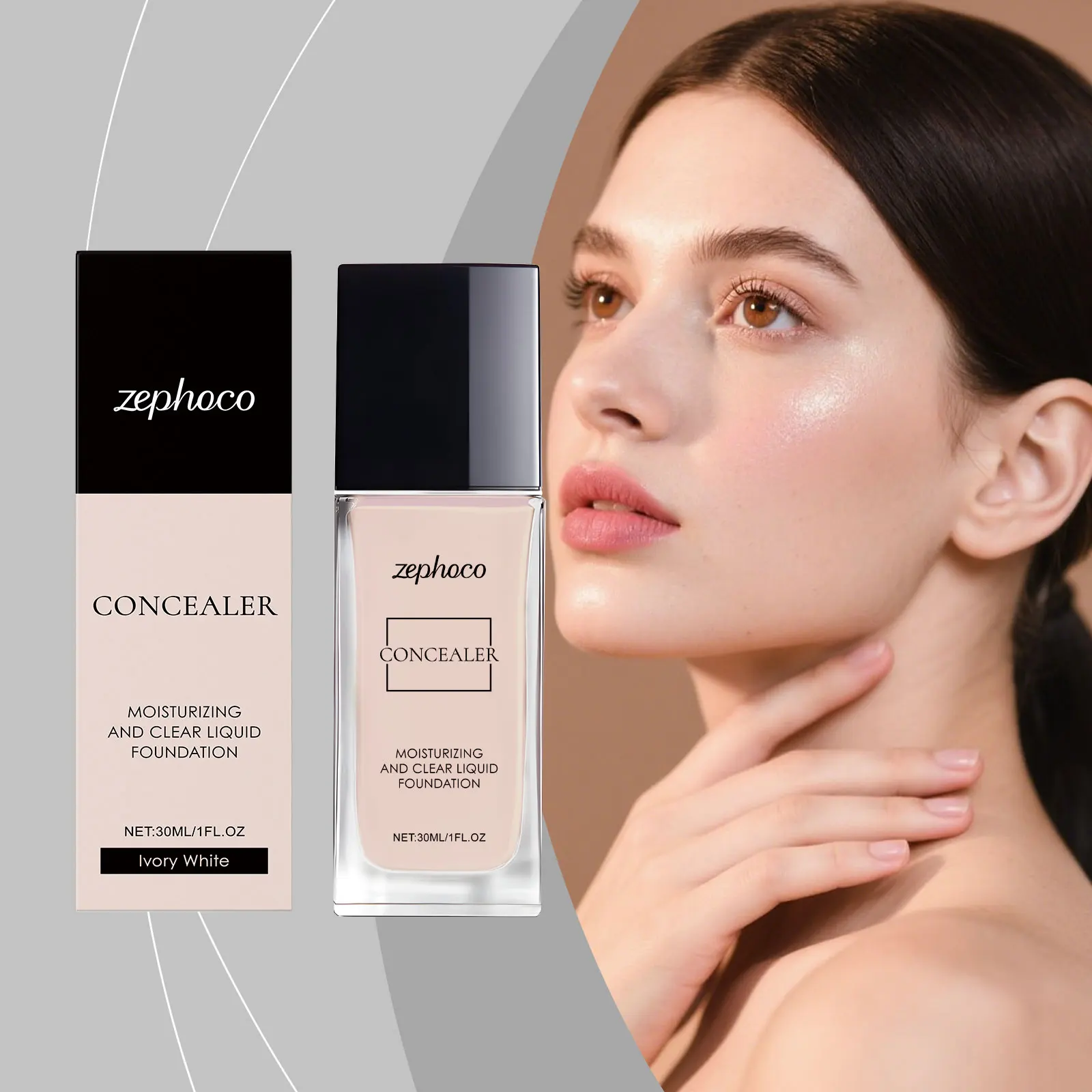 Zephoco Professional High Coverage Foundation with Hyaluronic Acid Deep Hydration Matte Makeup Base Brighten Liquid Foundation
