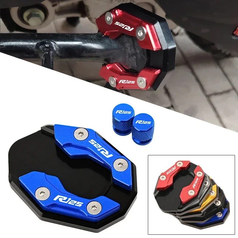Motorcycle Valve CNC Kickstand Foot Side Stand Extension Pad Cover Protector For YAMAHA YZF R125 R125M YZFR125 2017-2022