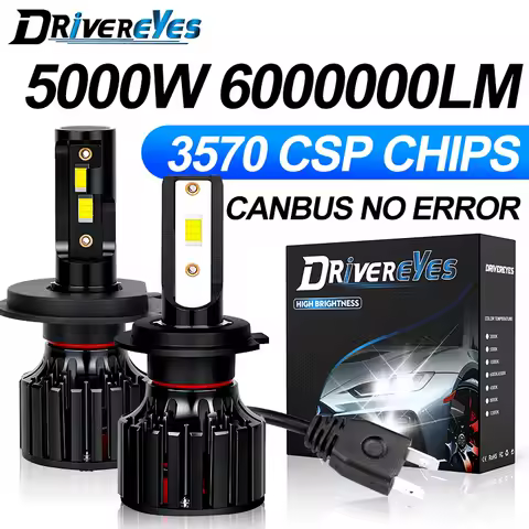 6000000LM H4 H7 H11 LED Headlight Canbus H1 H8 H9 9005 HB3 9006 HB4 9012 HIR2 Turbo Fog Headlamp Car Bulbs 5000W 6000K Powerful