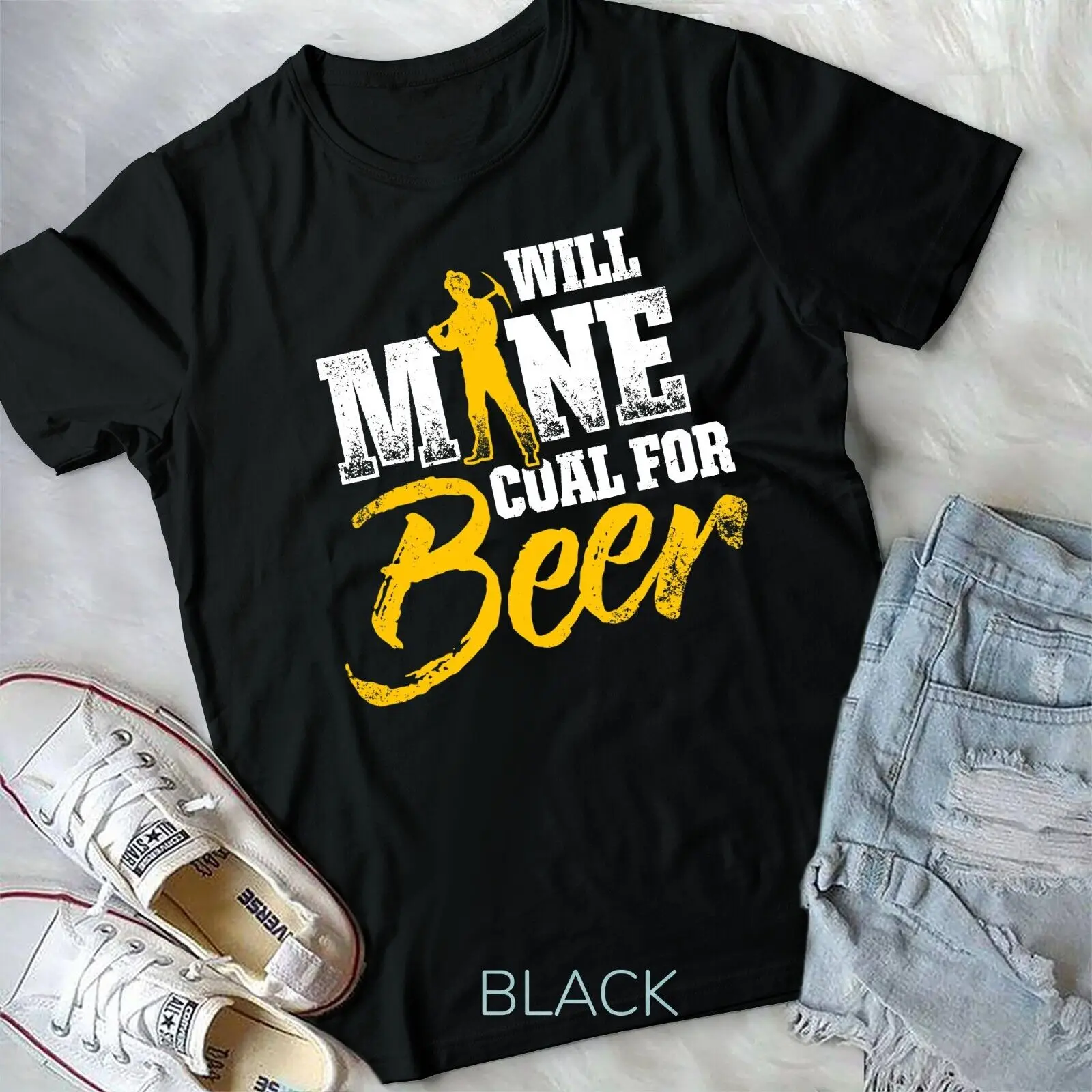 Coal Miner For Beer Funny Mining Mine Worker Gifts Unisex T-shirt