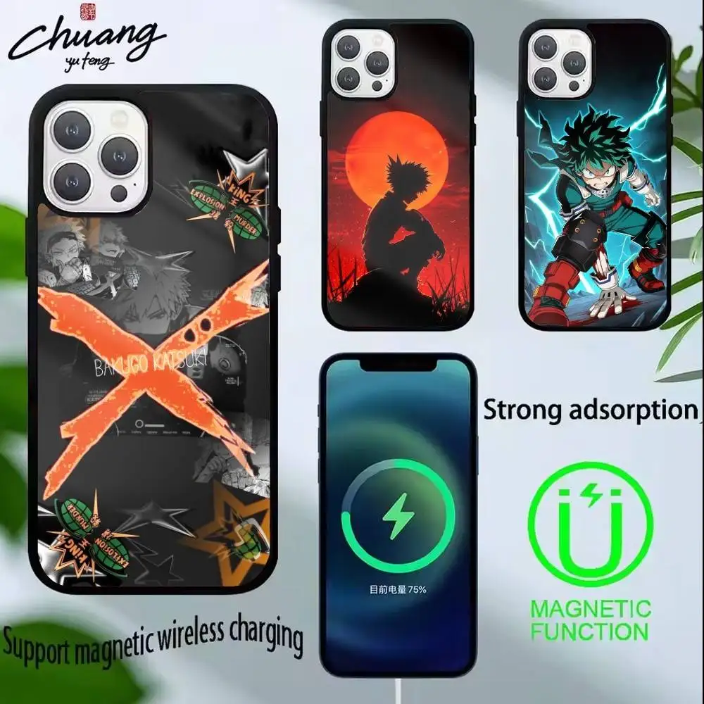 

Katsuki Bakugo Hero Academia Phone Case For iPhone17,16,15,14,13 Plus,Pro Max Magnetic For Magsafe Wireless Charging