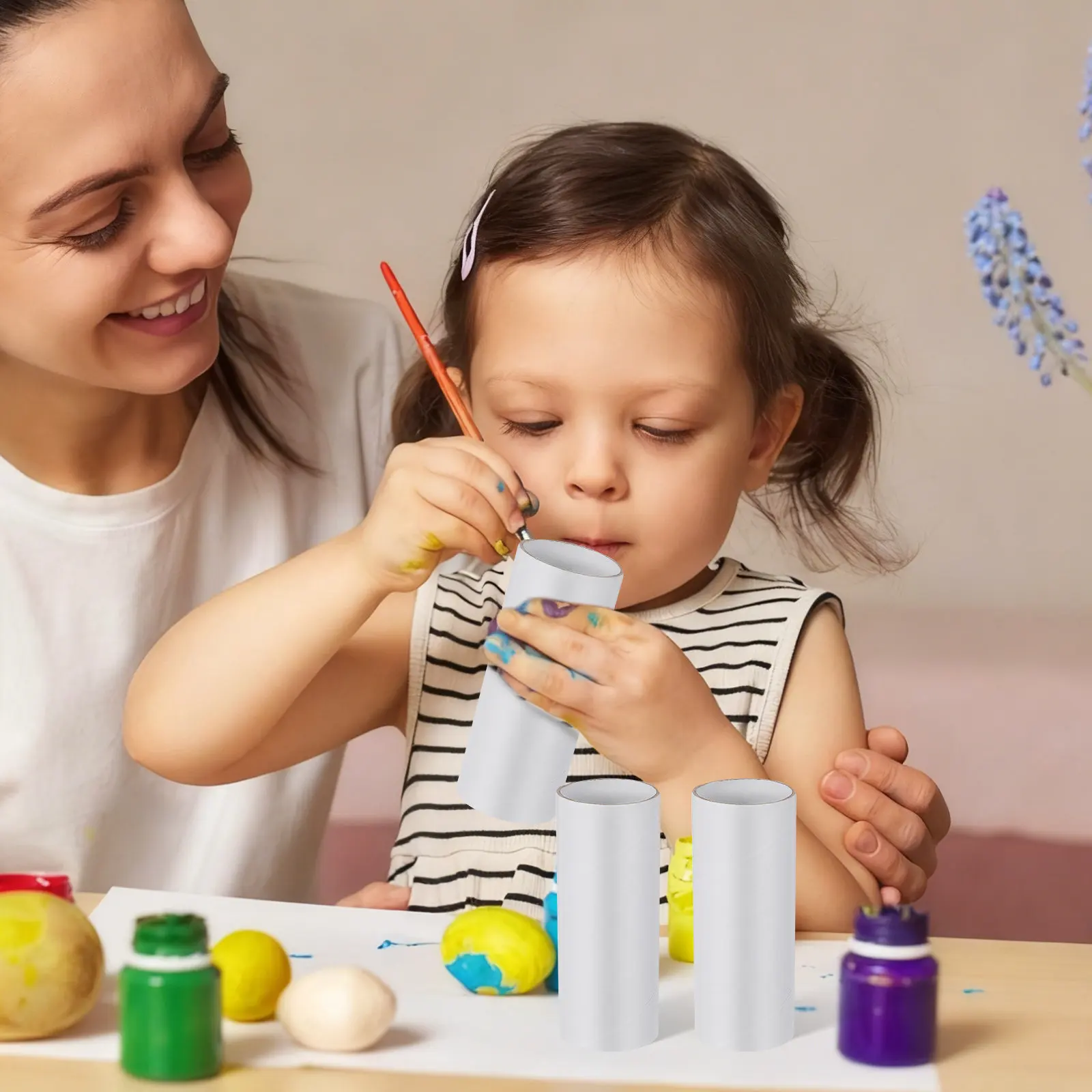 

25 шт. круглых картонных трубок из белой крафт-бумаги для поделок, декораций на Хэллоуин, детских художественных проектов, наборов для творчества, неокрашенные трубки