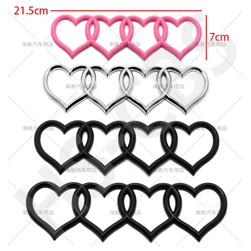3D ABS Four Love Ring Pattern Emblem Logo 4 Heart Stickers Car Front Hood Badge For Audi A3 A4 A5 A6 A7 A8 Q3 Q4 Q5 Q7 Q8 Sline