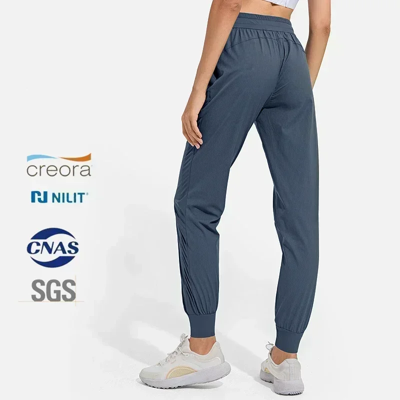 

Lemon Women Middle Waist Sport Pants Thin breathable Fabric Loose Fit Workout Jogger Trousers With Pockets Fitness Yoga Pants