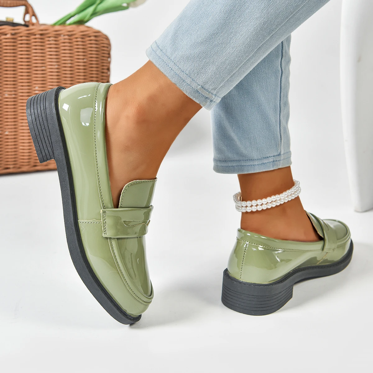 Damen-Flachschuhe im britischen Stil, JK-Leder-Schuhe, Sommer-Damen-Loafer, Neu 2026, französische runde Zehenpartie, Büroschuhe für Damen – Detail 9