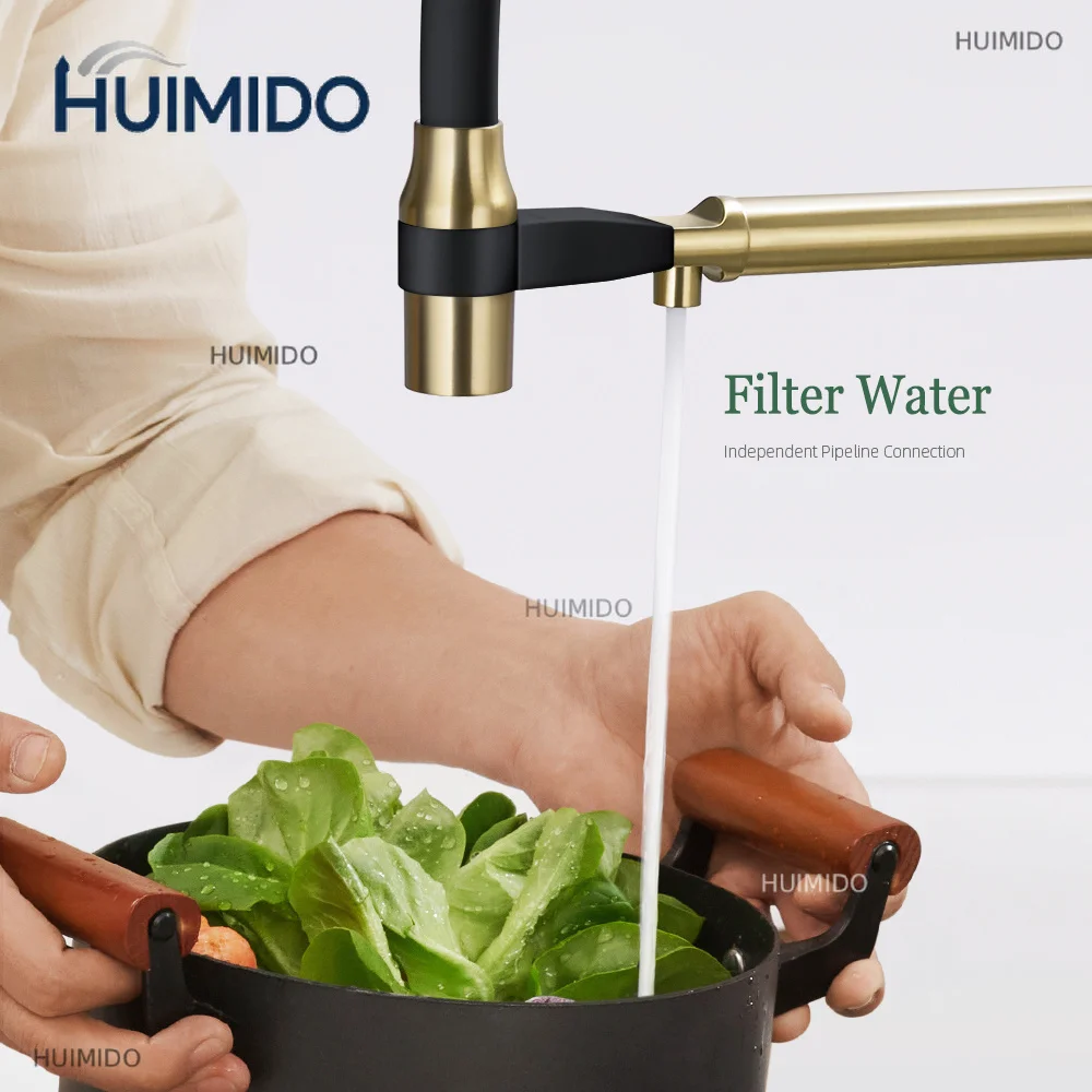 Brushed Gold/ Black Put Out Kitchen taps Osmosis Tri Flow Sink Mixer 3 Way Water Filter Tap