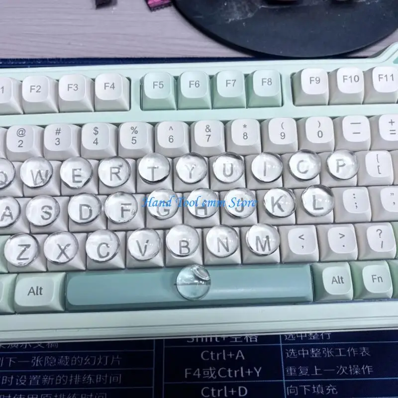 H37F 32pcs Smooth Glass Keyboard Stickers Elevated Texture Keycap Height Extenders
