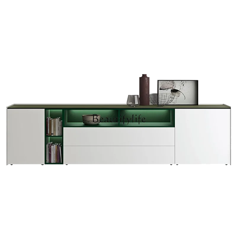 

5Italian minimalist paint TV cabinet simple light luxury Nordic living room storage floor cabinet