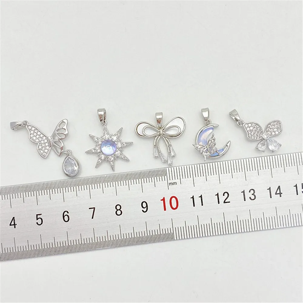 White Gold Color-preserving Zircon Butterfly Moon Star Pendant DIY Hand Chain Necklace Jewelry Material Accessories