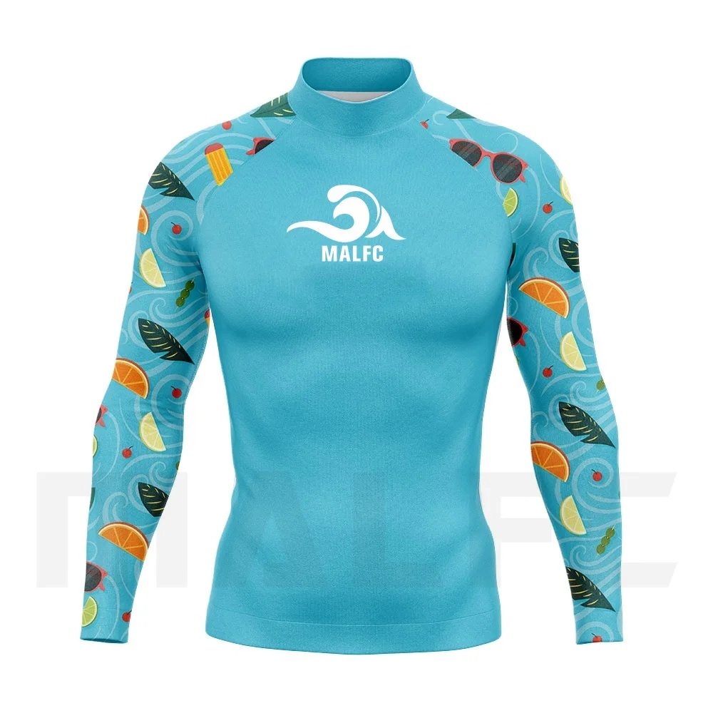 

MALFC Рашгард для мужчин, одежда для серфинга, купальник, одежда для серфинга, UPF 50, футболка с длинными рукавами для водных видов спорта, купальники для подводного плавания