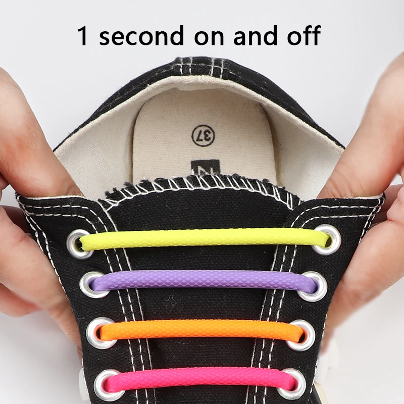 16 Pcs Silicone Semicircle Shoelaces Without Ties Elastic Laces Sneakers Men Women Colorful Casual Shoes Laces Lazy Accessories