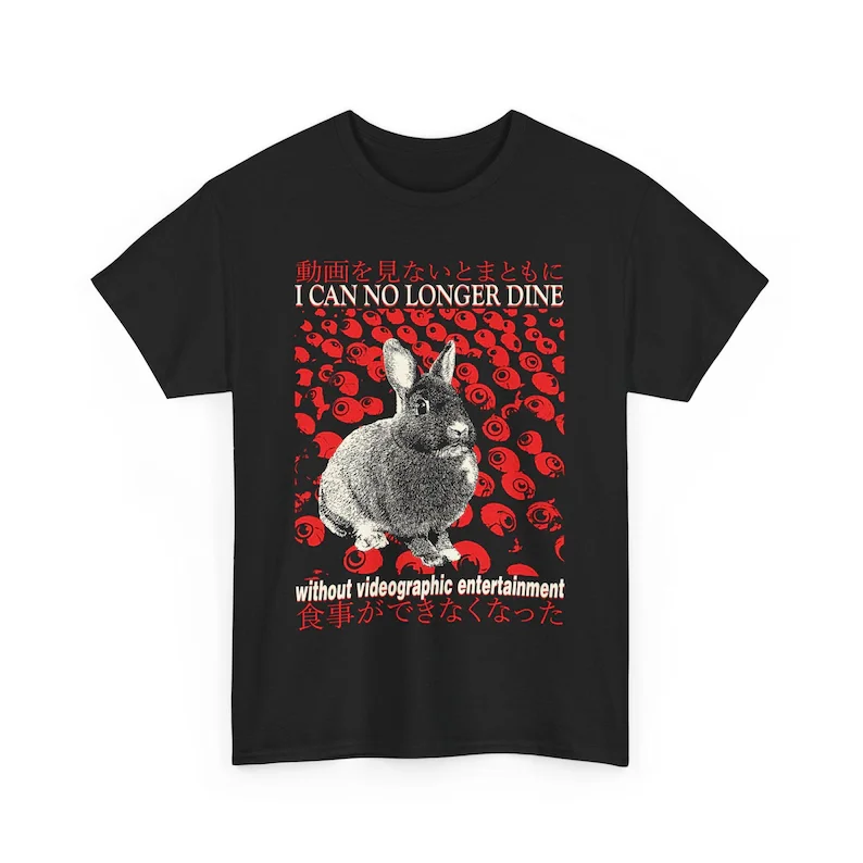 I Can No Longer Dine Rabbit Vintage Japanese T-Shirt Summer Women Top Tee Streetwear Casual Trendy Graphic Summer Streetwear Y2K