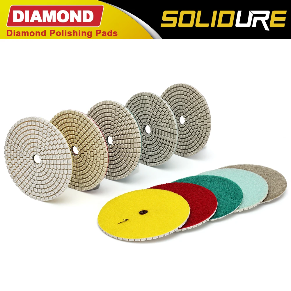 5pcs/set 4 inch 100mm Diamond Dry or Wet 5 Step Polishing Pads Granite Marble or Concrete Polishing Tool