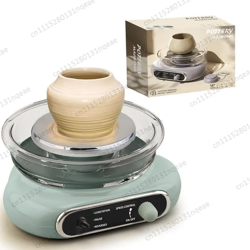 Electric Pottery Wheel Non Firing Mini Clay Turntable Stepless Speed Control with 8 Carving Tools DIY Kit