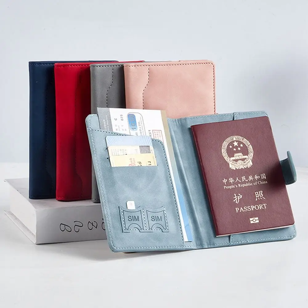 Leather RFID Passport Holder Durable Ultra-thin Multi-function RFID Wallet Waterproof Credit Card Holder Passport